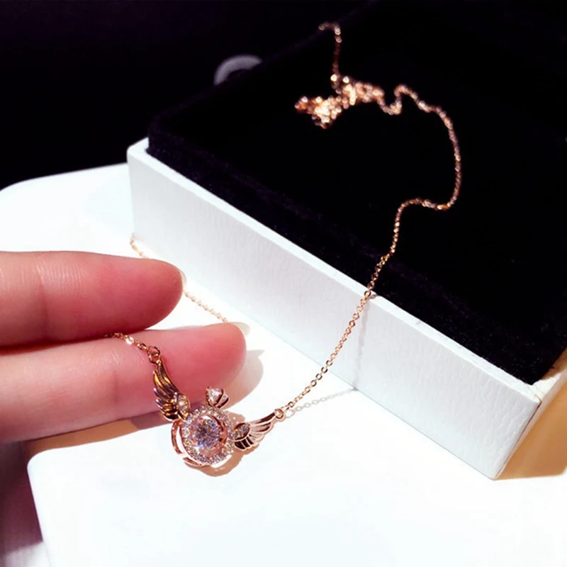 Подвеска в виде крыльев Ангела стразы розовое золото | Украшения и аксессуары