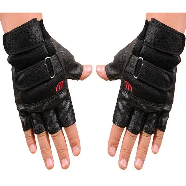 

Unisex Fitness Leather Gloves Cycling Outdoor Camping Exercise Fingerless Gloves Motorcycle Sports Half Finger Leather Gloves