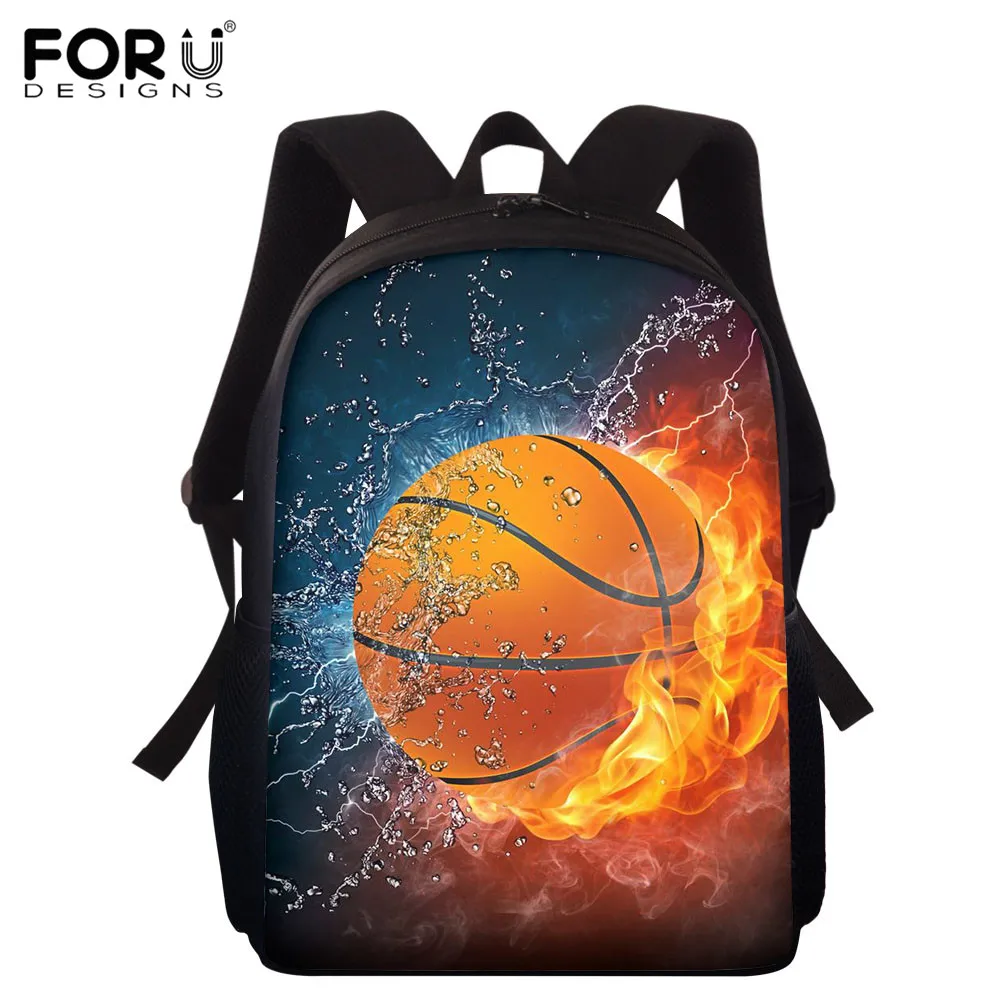 

Рюкзак для мальчиков-подростков FORUDESIGNS с принтом пламени и баскетбола, студенческий рюкзак большой емкости, Холщовый дорожный рюкзак с мягк...