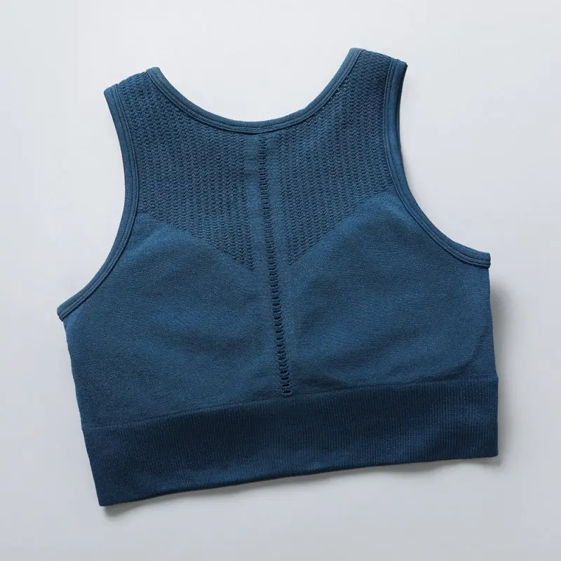 

S-XL Rimless Sports Bra Solid Color Vest Style Breathable Hollow Beauty Back Shockproof for Yoga Running 3 Colors