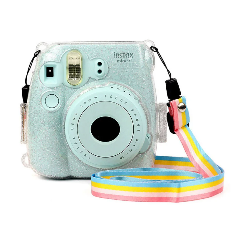 Прозрачный чехол для камеры, Кристально Чистая сумка, совместимый с Fujifilm Instax Mini 9/Mini 8+/Mini 8 фотокамера моментальной печати с ремешком