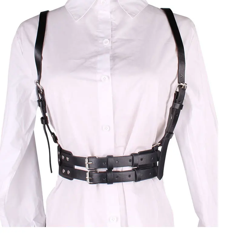 

Retro Punk Strap Girdle Sexy Women Handmade Belt Decorative Shirt Dress PU leather Smooth Buckle Vest Harness Suspender Women