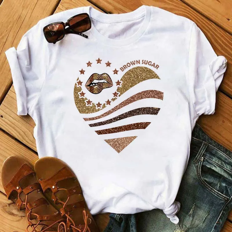 

New Fashion Summer T-shirt Harajuku Women T Shirt Kawaii T-shirt Lips Graphic Tee Cute Women Female Tee Shirt Girls Tshirt Top