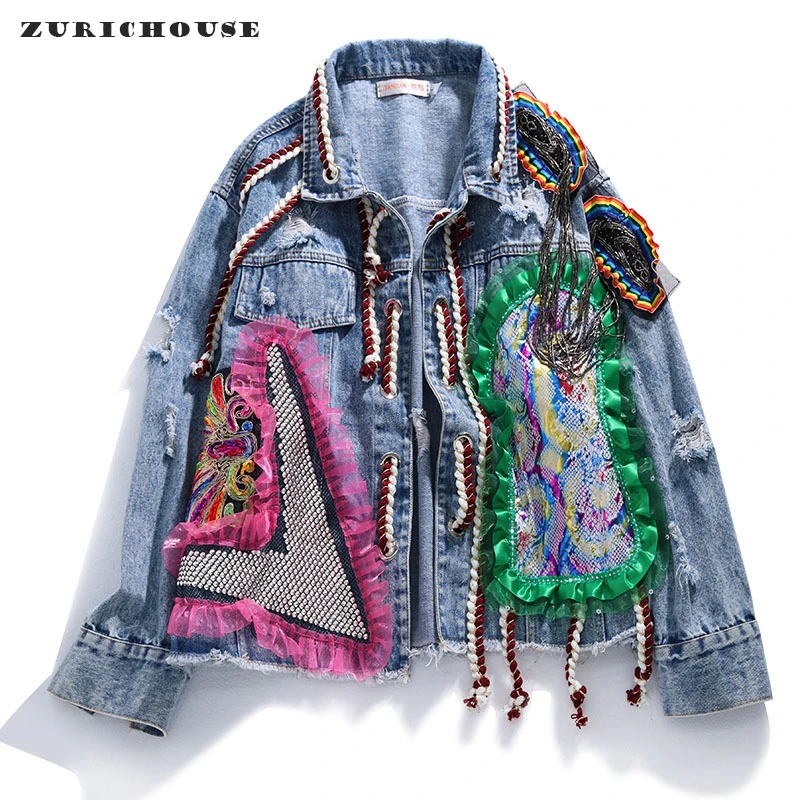 ZURICHOUSE Personality Denim Coat Women Spring Autumn Fashion Contrast Color Patchwork Design Ripped Hole Denim Jacket
ZURICHOUSE Personality Denim Coat Women Spring Autumn Fashion Contrast Color Patchwork Design Ripped Hole Denim Jacket