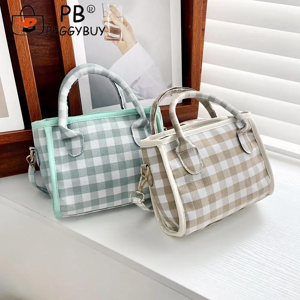 

Fashion Women Top-Handle Messenger Bags Small Square Single Strap Shoulder Bags Small Plaid Pattern Crossbody Bags