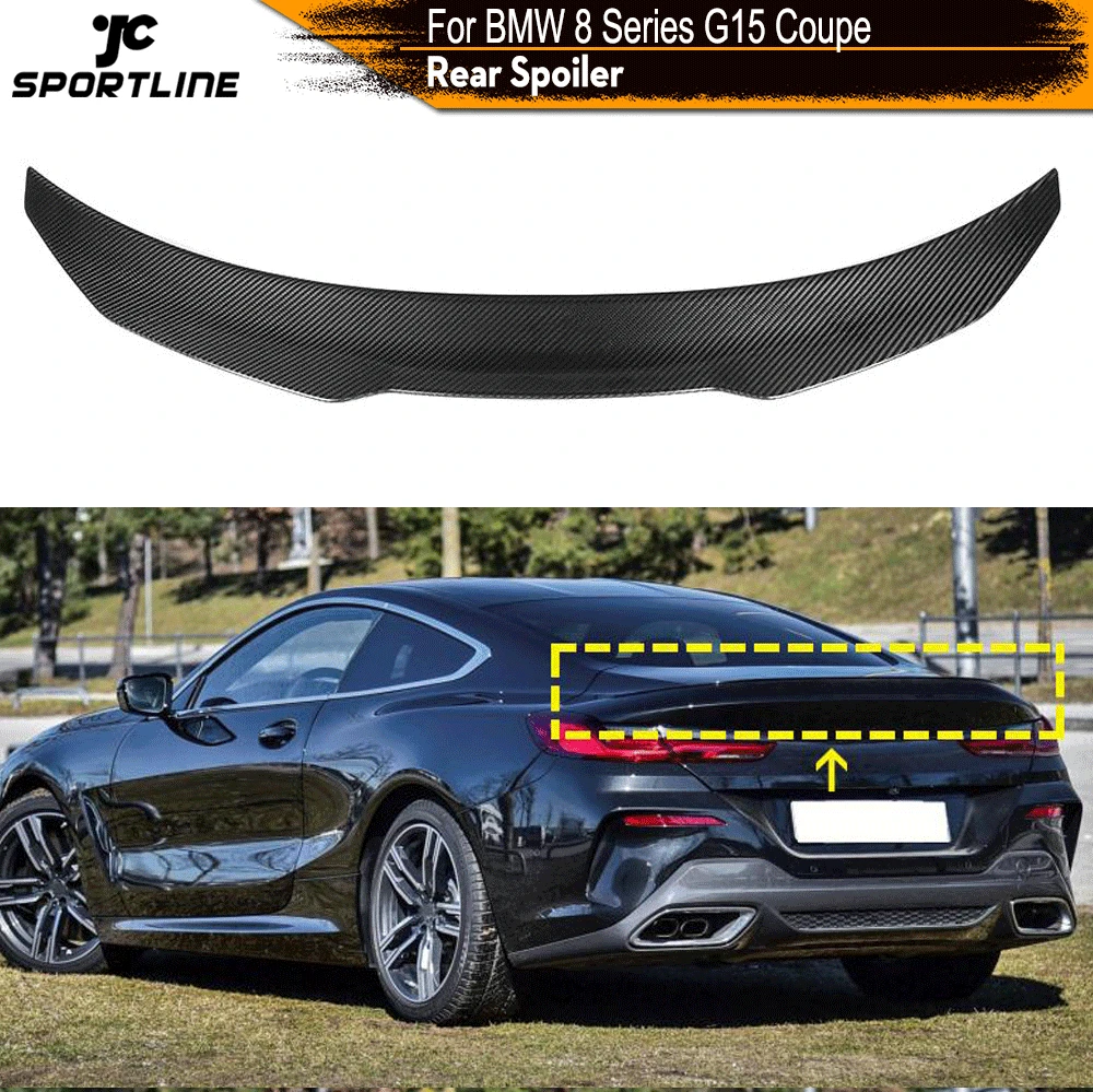 

Спойлер заднего багажника, крыла губ для BMW 8 серии G15 купе 2 двери 2018 - 2021 углеродное волокно задний багажник загрузки губ крыло спойлера