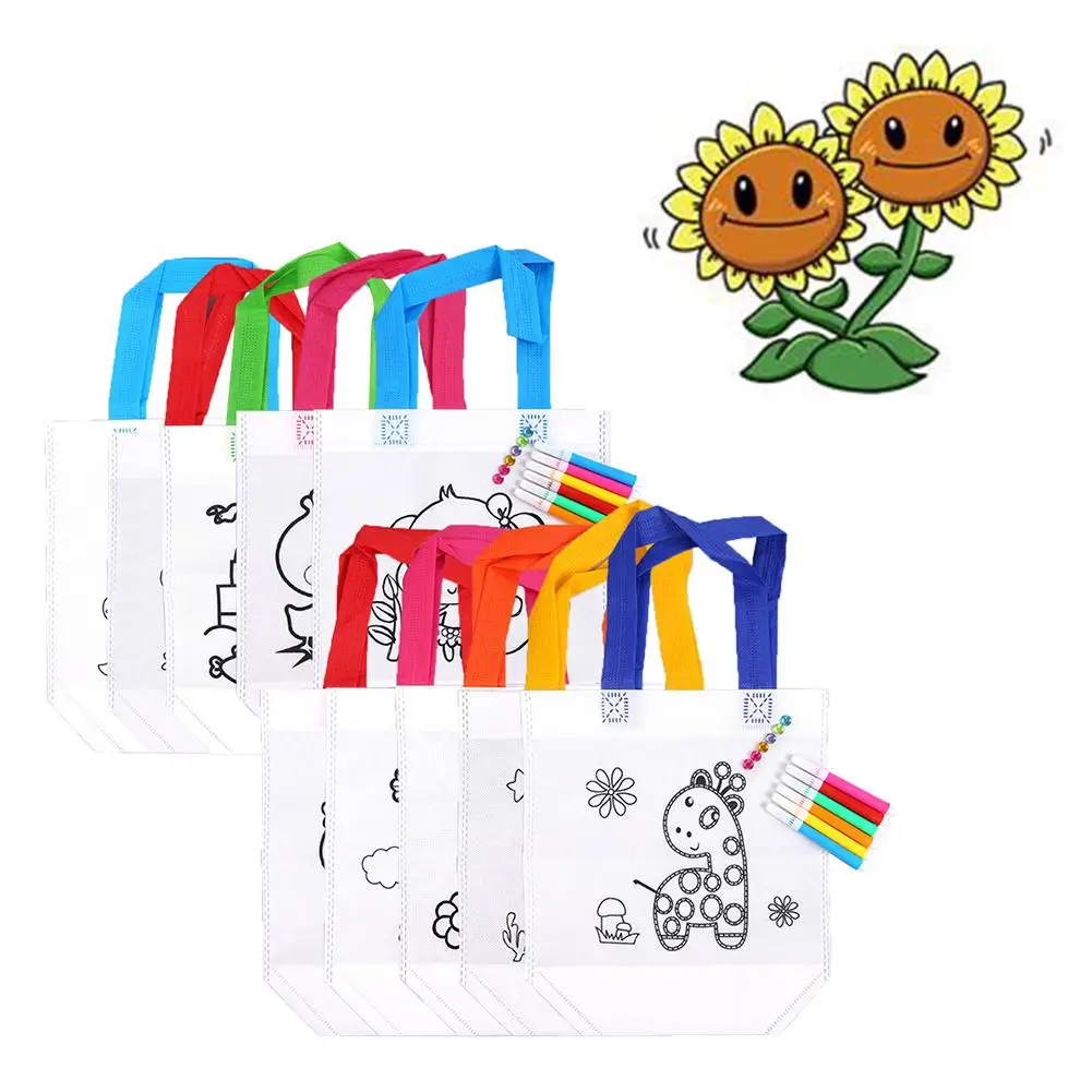 10 шт./компл. &quotсделай сам&quot для детей ручная роспись ручной Сумки холсты работы в