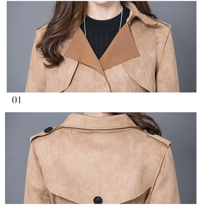 

British style Clothing 2021 Spring Autumn New Slim Women's Trench Coat Plus size Double breasted Long Women Outwear With belt