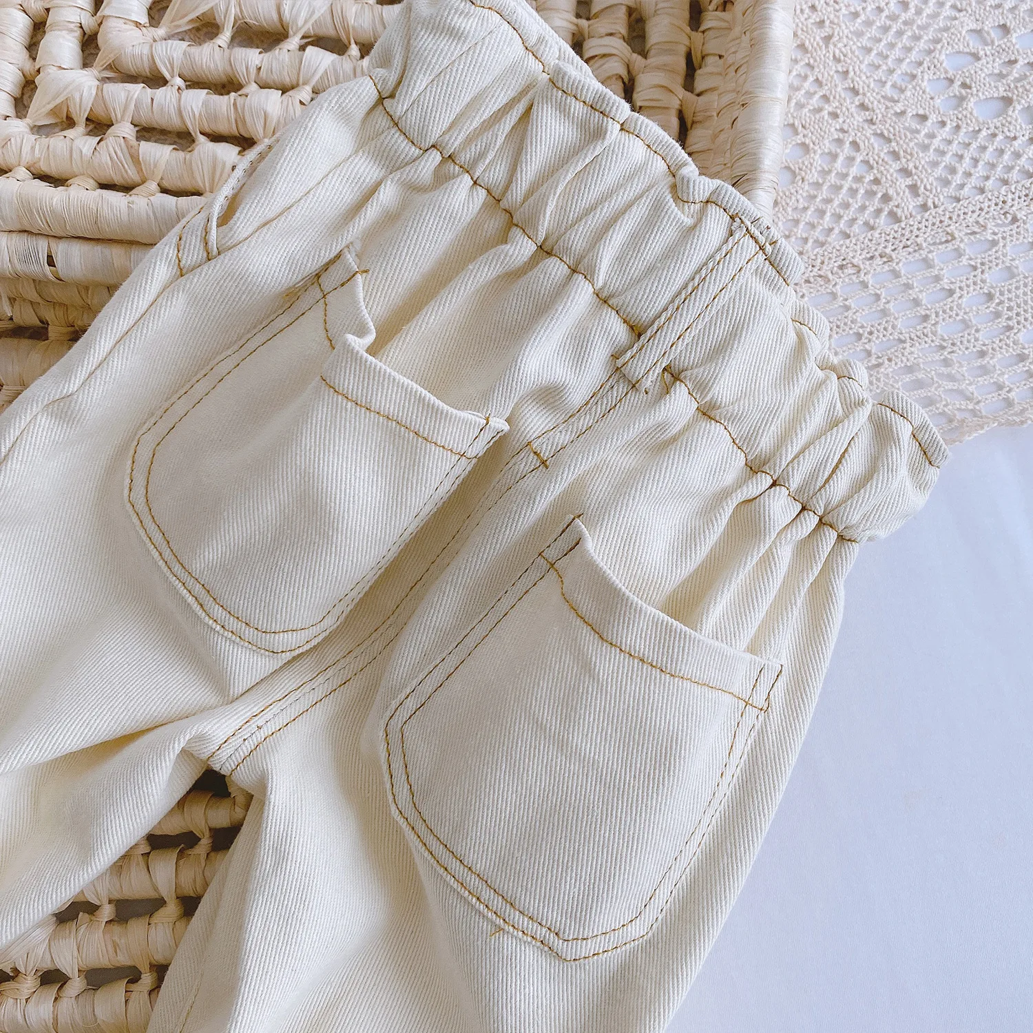 Toddler Baby Boy Girl Spring New Fashion Soft Jeans Trousers Chilren Solid Casual High Waist Pant Kid Comfortable Leggings | Мать и