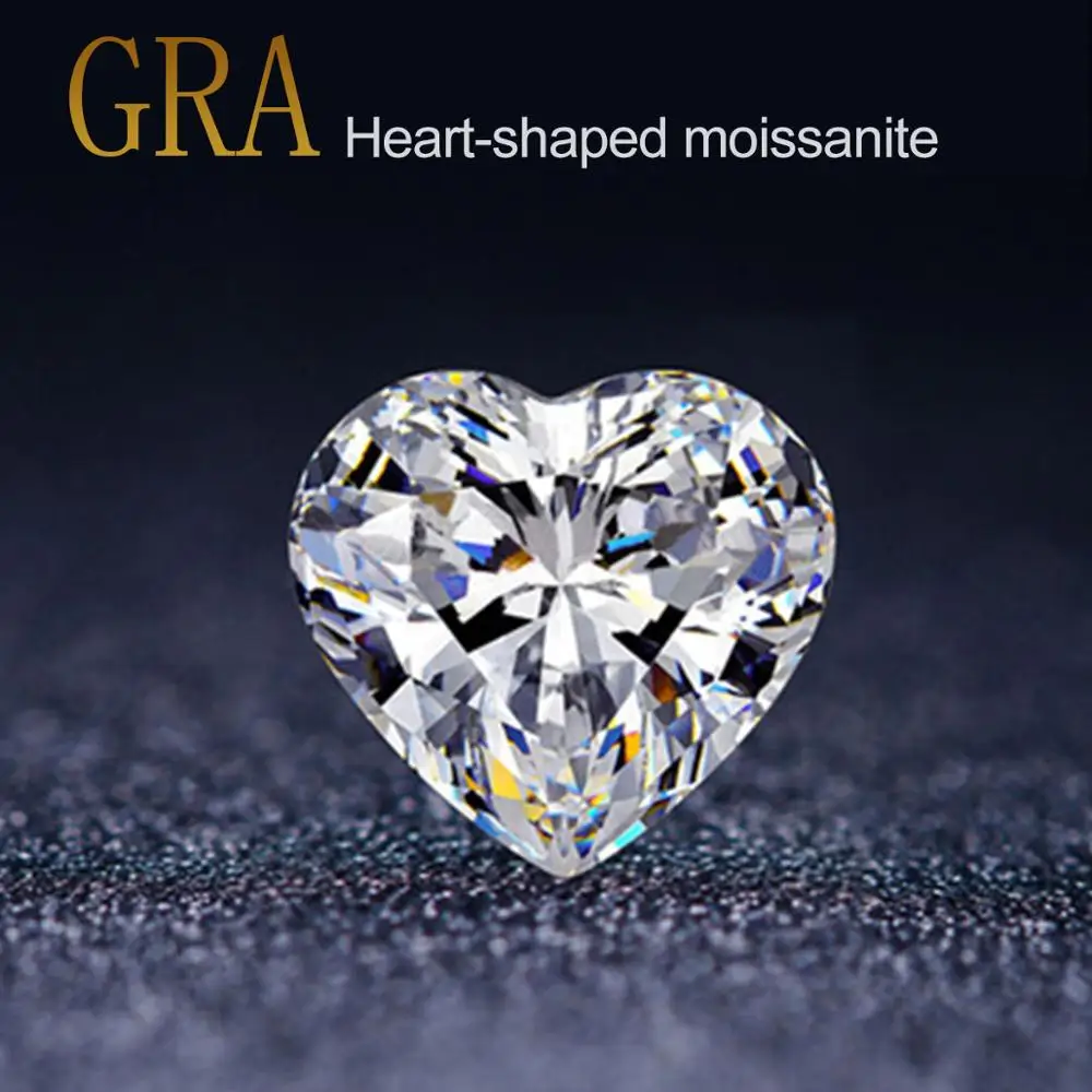 

Loose Gemstone Moissanite Stone 1ct Carat D Color 6.5mm Heart Shaped Diamond VVS1 Clear For Jewelry Ring With GRA Certificate