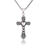 bofee silver vintage cross chain long necklace pendant stainless steel charm chocker personalized fashion jewelry gift women men