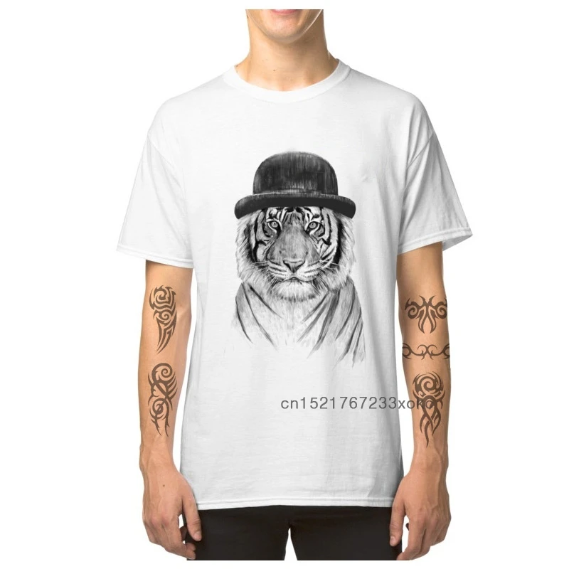 Шикарный тигра модные футболки для мужчин 80s ретро Стиль T рубашка Slim Fit 100% хлопок