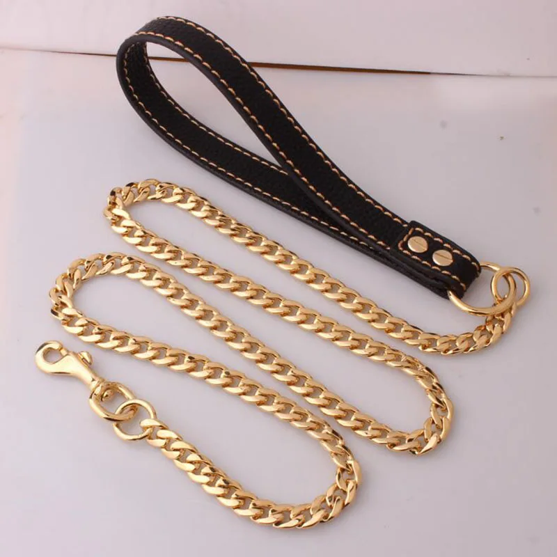 Поводок для собак металлическая прочная цепь из нержавеющей стали длинный