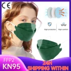 5-100 ПК FFP2 Mascarillas взрослых зеленый KN95 маска из 5 слоев; Тканевые маски защитные маски для лица KN95 фильтр респиратора с FFP2 маска