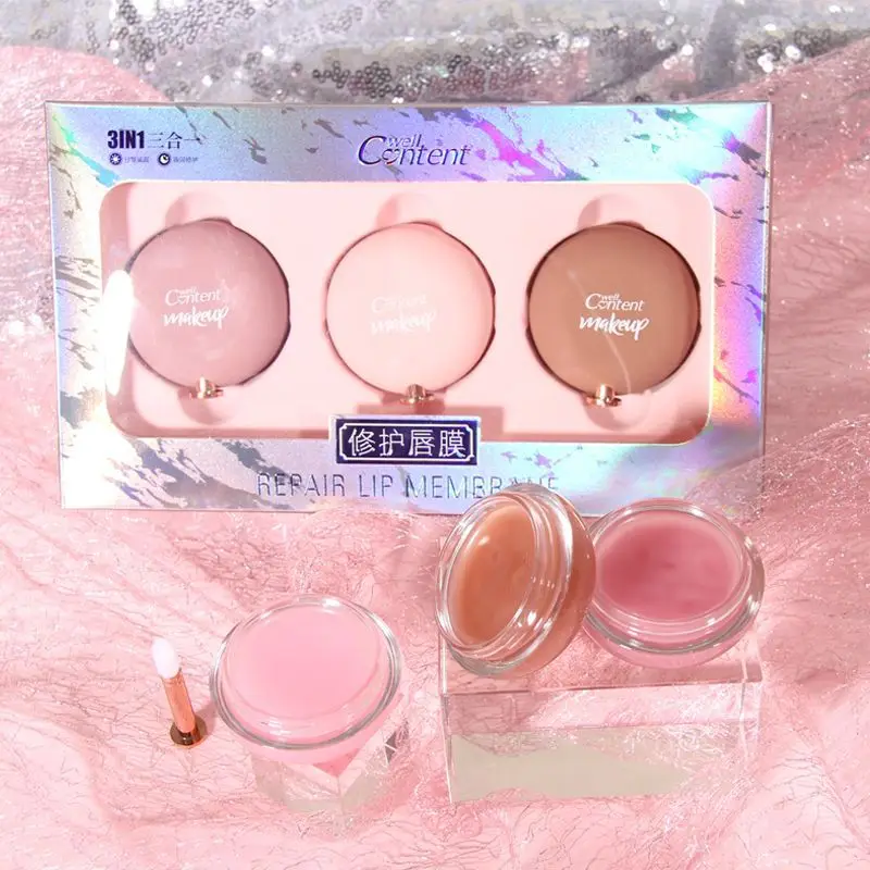 3 шт. набор бальзамов для губ маска сна Ночной уход увлажняющий бальзам розовые