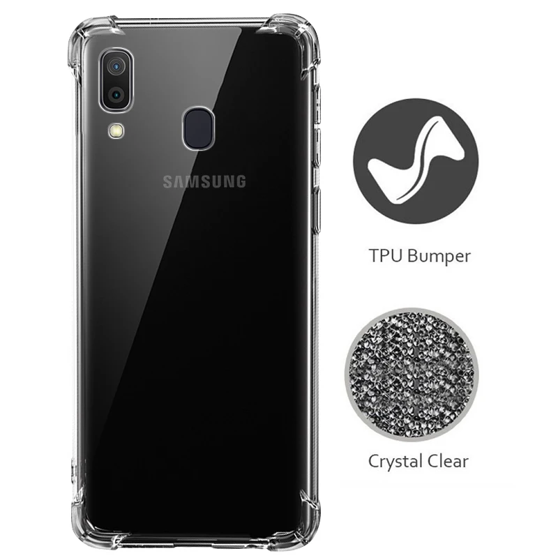 Новый противоударный мягкий ТПУ защитный чехол для samsung A10 A20 A30 Прозрачный