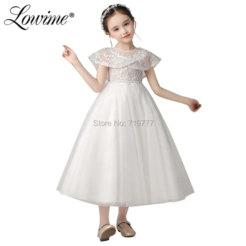 

Vestido De Daminha 2019 New Custom Blue Flower Girl Dresses Tea Length Communion Dresses Tulle A Line Girls Pageant Dresses