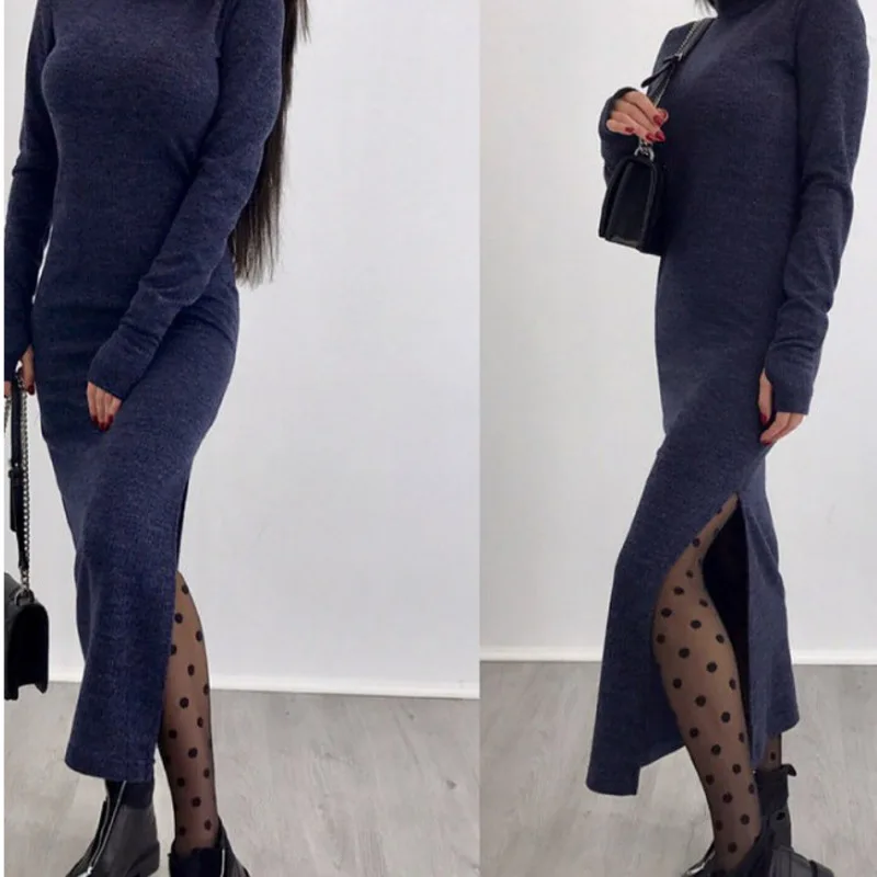 

Autumn Winter Dress Women In Women's Dresses Turtleneck Knit Long Sleeve Sexy Dress Women Vadim Vestidos sexy dress
