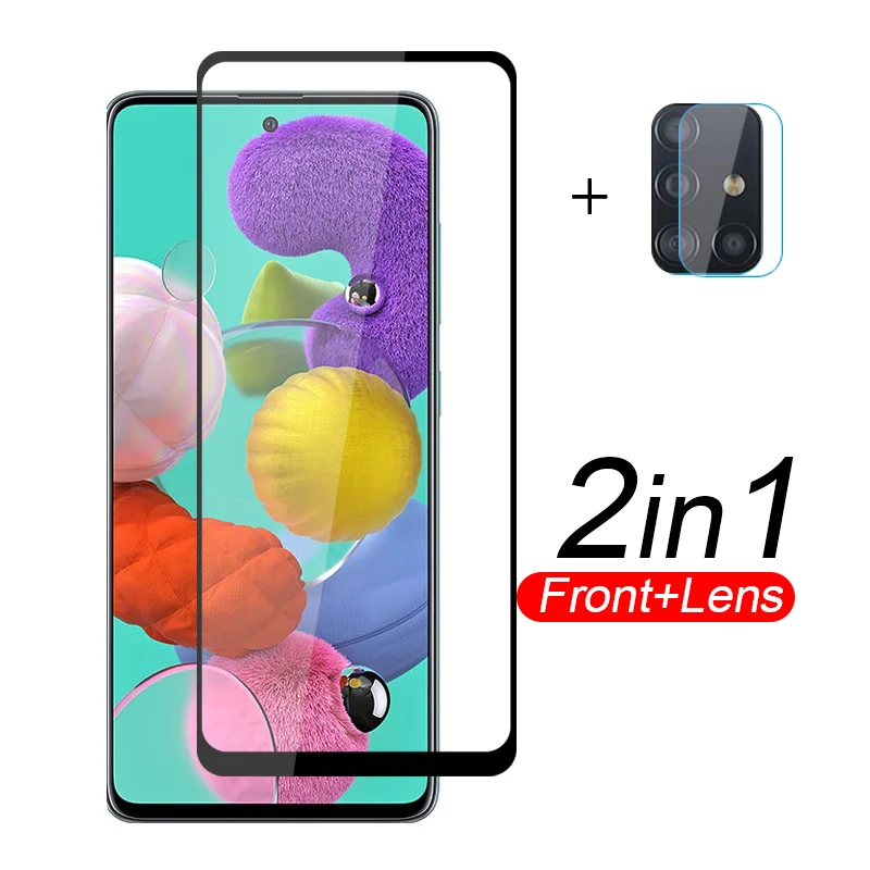 2в1 закаленное стекло для Samsung Galaxy A51 Защитное объектива камеры SamsungA51 Sunsang A 51 A5 1