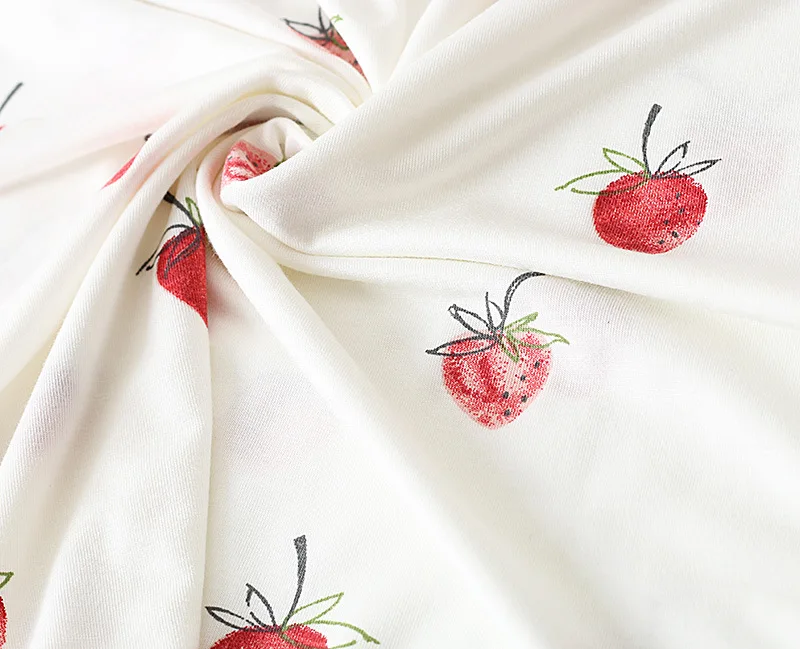 

Nightgown Pajamas Women Summer Modal Pijama Mujer Shorts Sets Strawberry Round Neck Pyjama Pour Femme Homewear Suit Loungewear