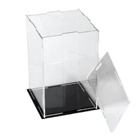 2021 new hot sale clear acrylic display case black base dustproof protection model toy show box with black base display case