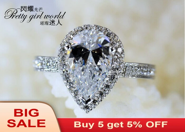 Модное потрясающее обручальное кольцо из серебра 925 пробы с фианитом 5А размер 5-11