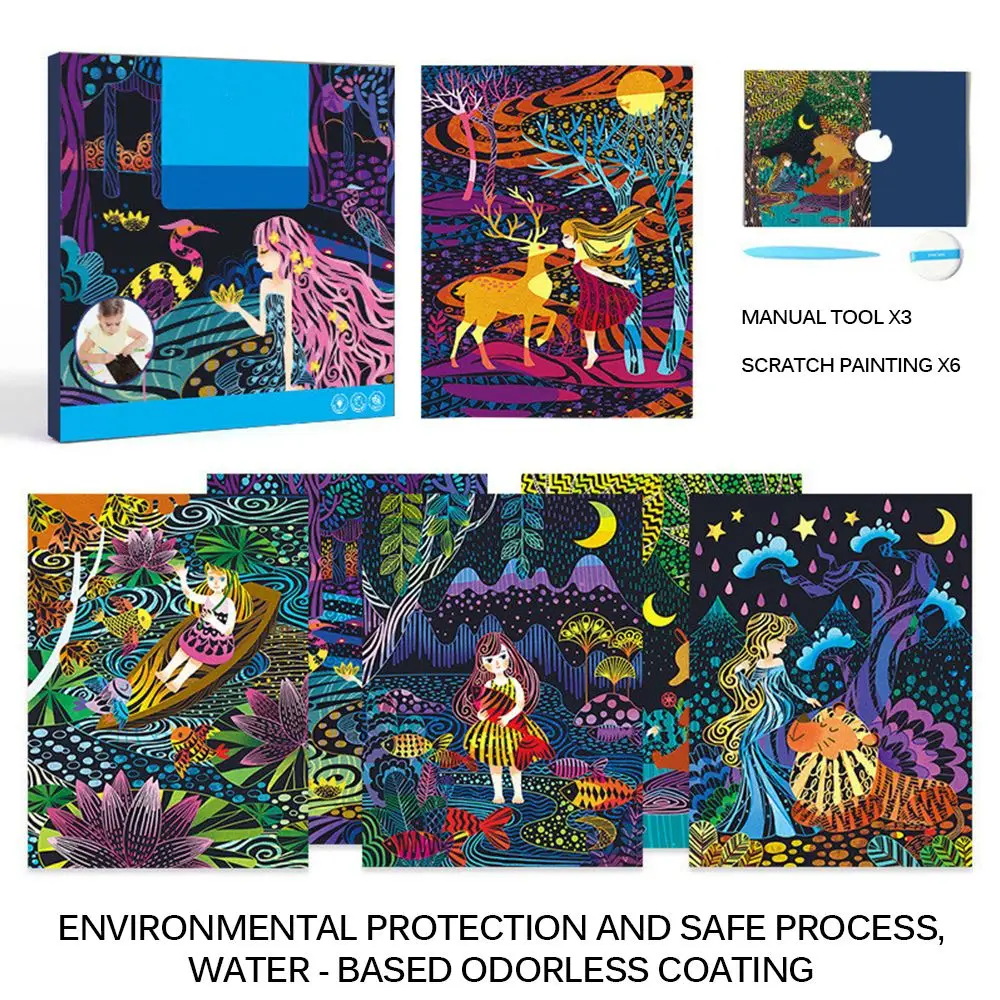 Набор из бумаги с радугой и царапинами сделай сам живопись тема принцессы