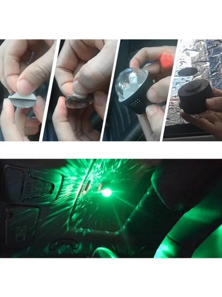 

Colorful DJ RGB Light Disco Party Stage Lights Sound Activated Rotating USB Car Ambient Light Car Interior Atmosphere Wholesale