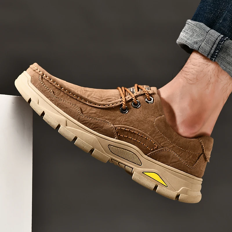 Мужская обувь из Летние кожаные туфли типа мокасин для мужчин на плоской подошве