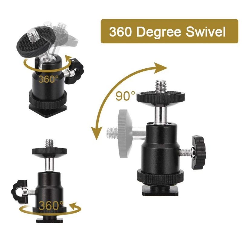 Мини шаровая Головка [2 упаковки] с Крепление-адаптер для горячего башмака 360