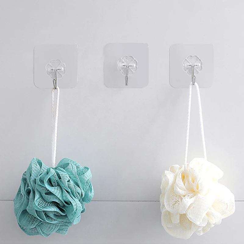 

5Pcs/Pack Transparent Self Adhesive Seamless Hanging Hook Wall Hooks Stainless Steel/PVC For Kitchen Bathroom Office Reusable
