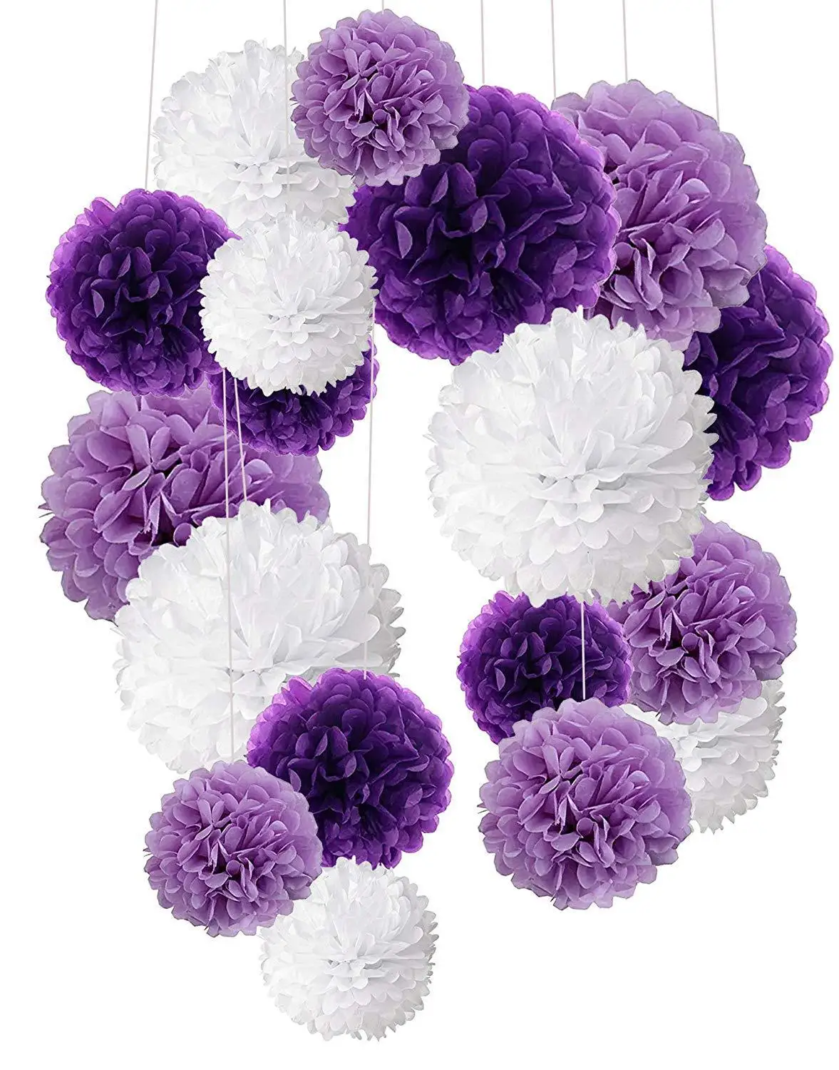 Фиолетовые цветы шарами. Бумажные помпоны. Помпоны из бумаги. Бумажные шары для декора. Украшение помпонами.