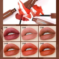 6 colors matte easy to color liquid lipstick lip gloss makeup for beauty not easy stained cup velvet mist with chocolate design