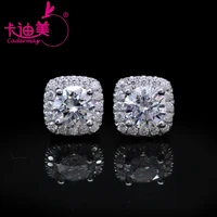 cadermay luxury jewelry 18k 14k 1ct round moissanite stud earrings d vvs1 halo moissanite diamond au750 ear studs for gift