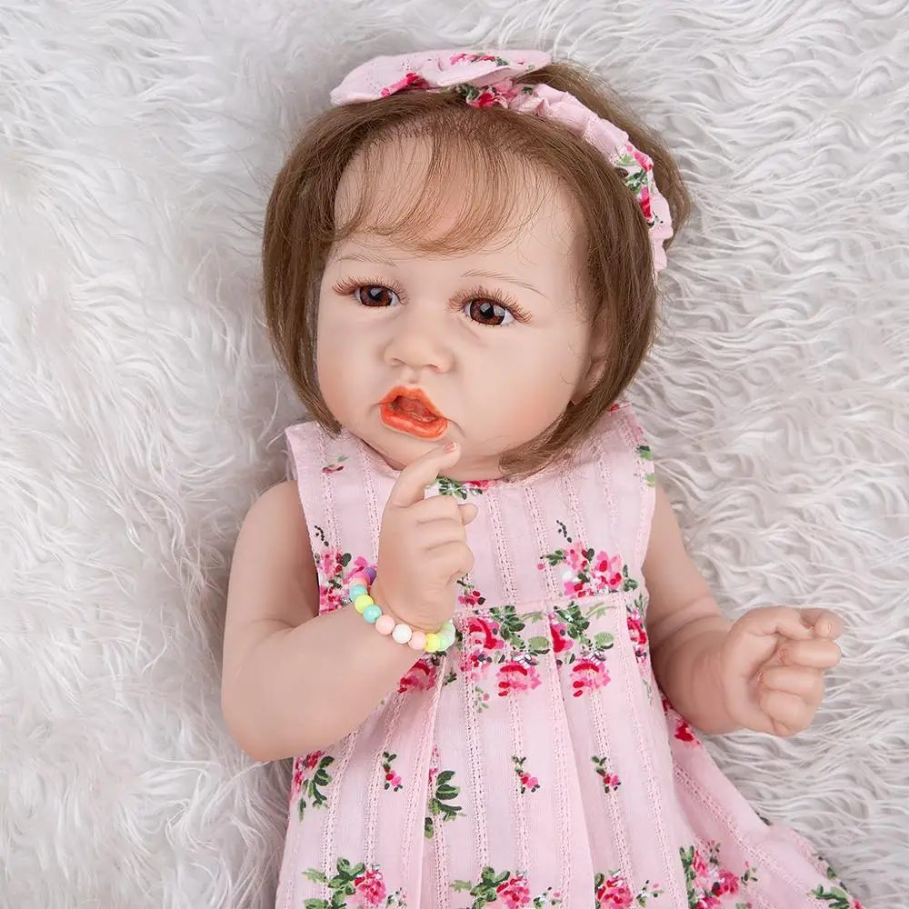 

KEIUMI 57 CM Full Body Silicone Reborn Baby Dolls Girl Toddler Doll Soft Touch For Kid Chiritmas Chirldren's Day Gift
