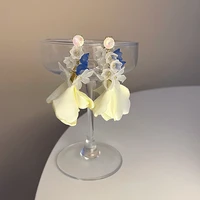 acrylic flower flannel ginkgo biloba earrings stud accessory jewelry
