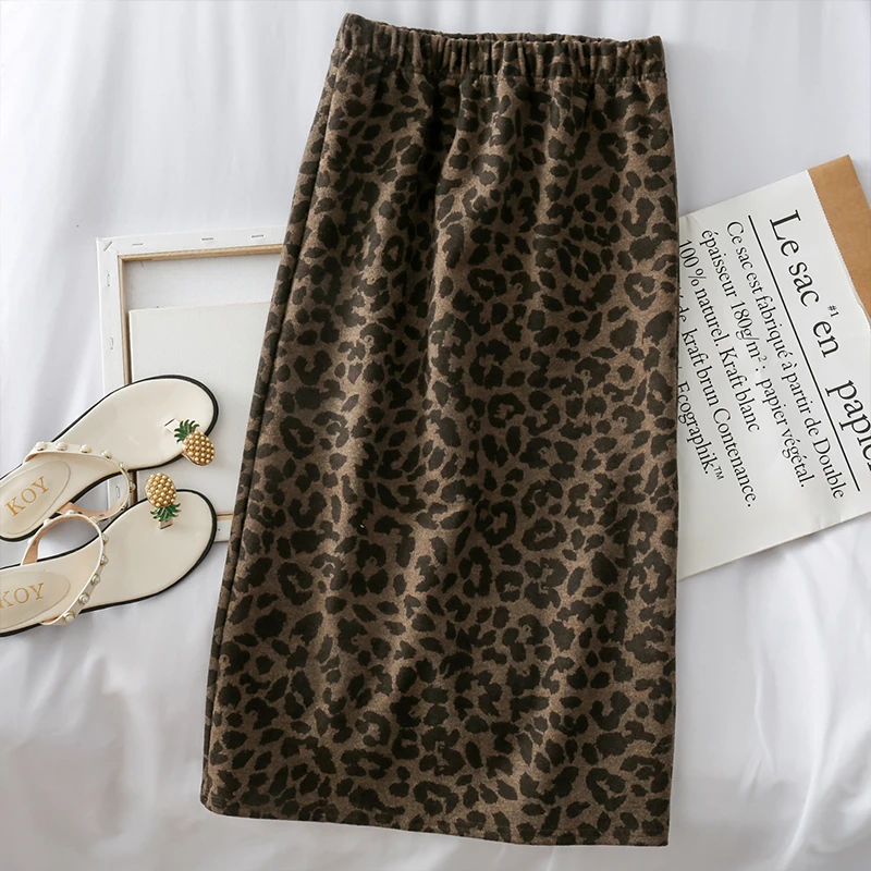 HELIAR 2020 Spring Silt Leopard Skirt Midi Pencil Skirts Women Skinny wild Sexy Night Club A-Line Winter skirt for women | Женская