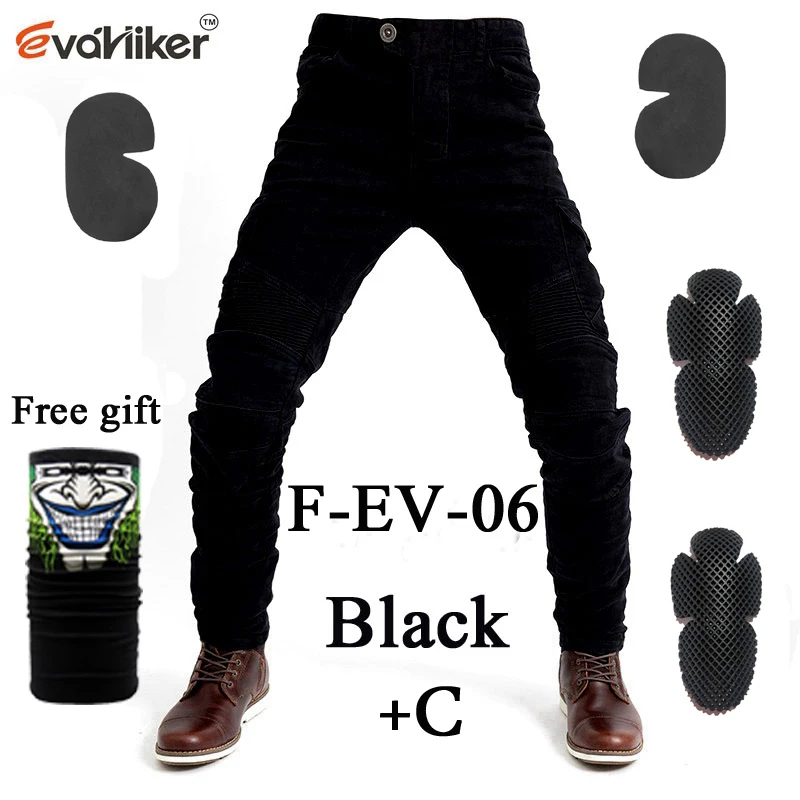 F-EV-06 Black C Мотоциклетные джинсы, мужские джинсы, мотоциклетные защитные штаны, гоночные штаны, мото штаны с защитой, Экипировка для мужчин - Цвет: F-EV-06 Black C