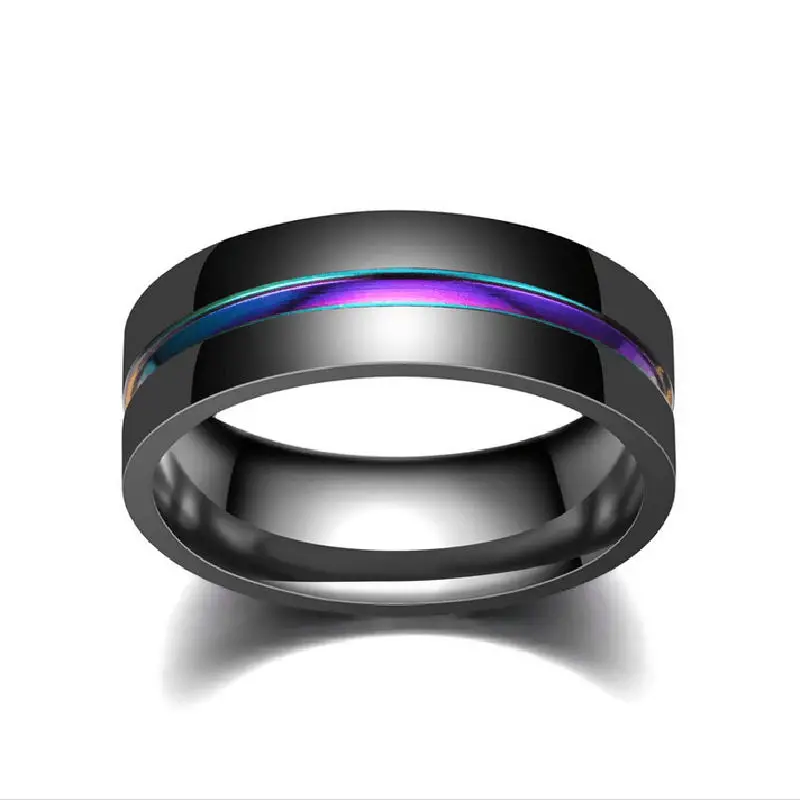 Модное мужское черное кольцо из нержавеющей стали элегантные цветные кольца с