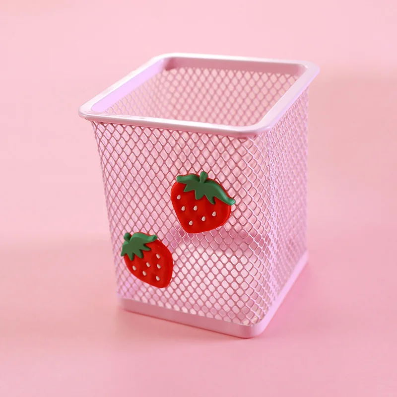 

Pink Metal Organizer Cosmetic Square Pencil Pen Holders Stationery Container Office School Supplies Pen Makeup Tools Holder