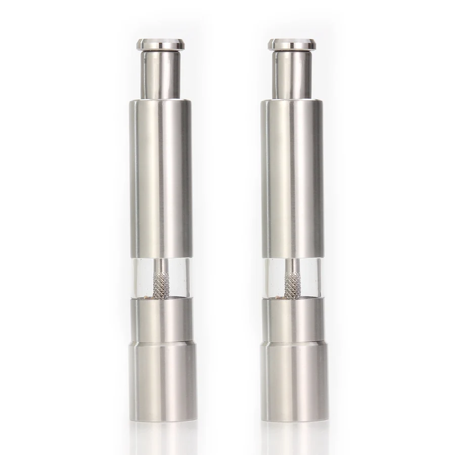 

Leeseph Pepper Grinder, Stainless steel manual hand thumb press grinder mills for fresh seasoning