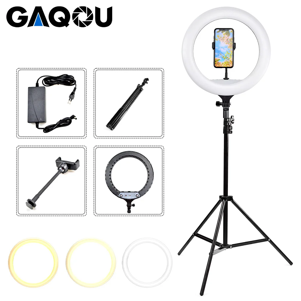 Светодиодный кольцевой светильник 14 дюймов приглушаемый для фотографии со
