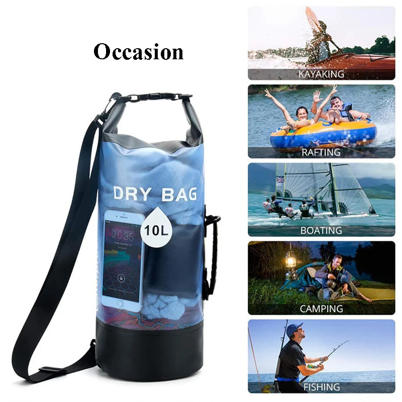 

10L /20L Waterproof Dry Bag Floating Backpack With Adjust Shoulder Strap Beach Dry Pouch For Kayaking Rafting Boating Swimming