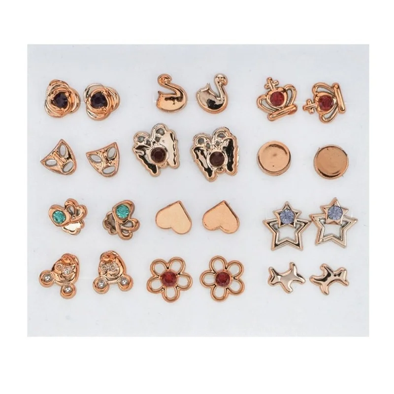 

Karopel 12 Pairs of Small Geometric Earrings Simple Set Plastic Earrings Female Diamond Small Earrings Wholesale