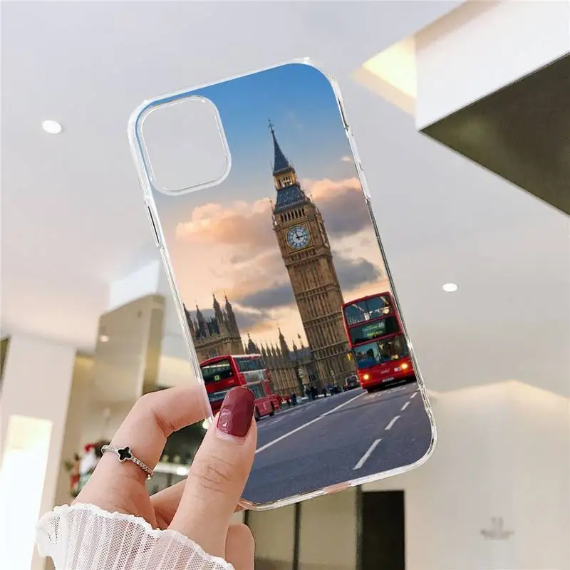 

London Bus England Telephone Phone Case Transparent soft For iphone 5 5s 5c se 6 6s 7 8 11 12 plus mini x xs xr pro max