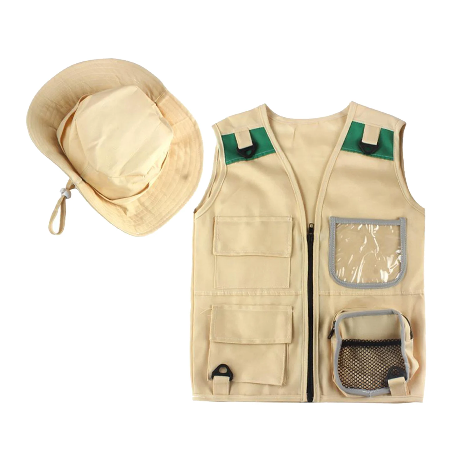 

Outdoor Adventure Kit for Young Kids,Cargo Vest and Hat Set Backyard Explorer Safari Costume and Dress Up for Park Ranger