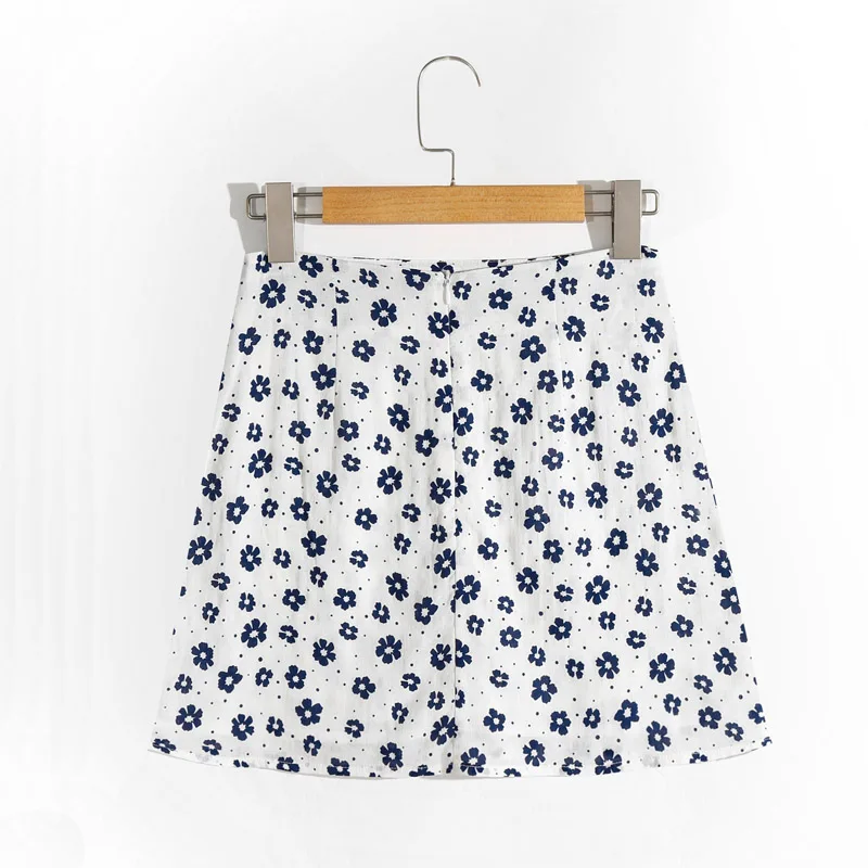 

Summer women's casual flower print high waist mini skirt