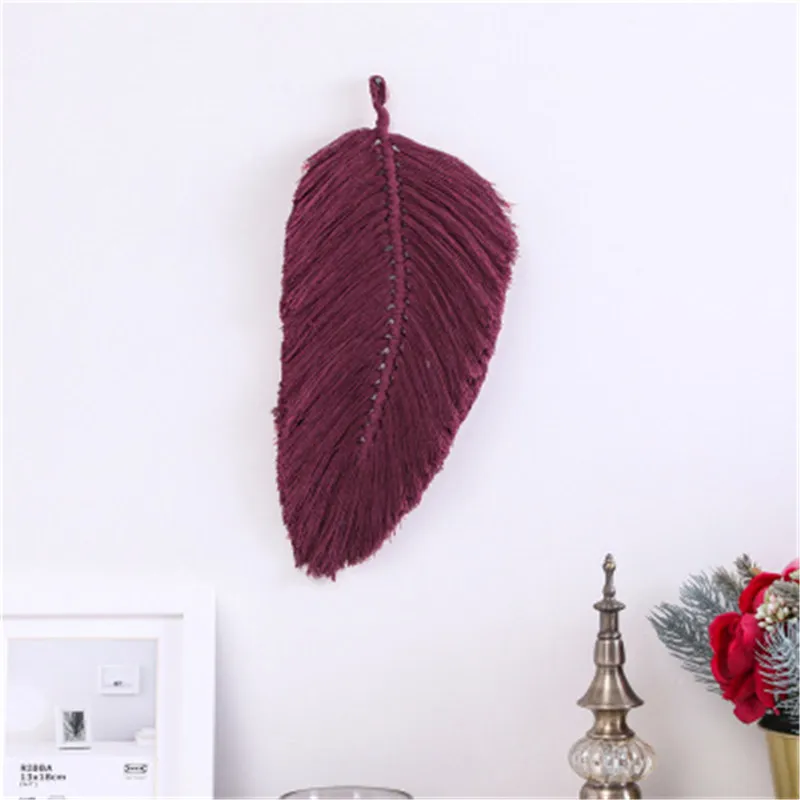 Accesorios de fotograf&iacute;a de dormitorio n&oacute;rdico, hojas tejidas a mano, tapices de algod&oacute;n-2