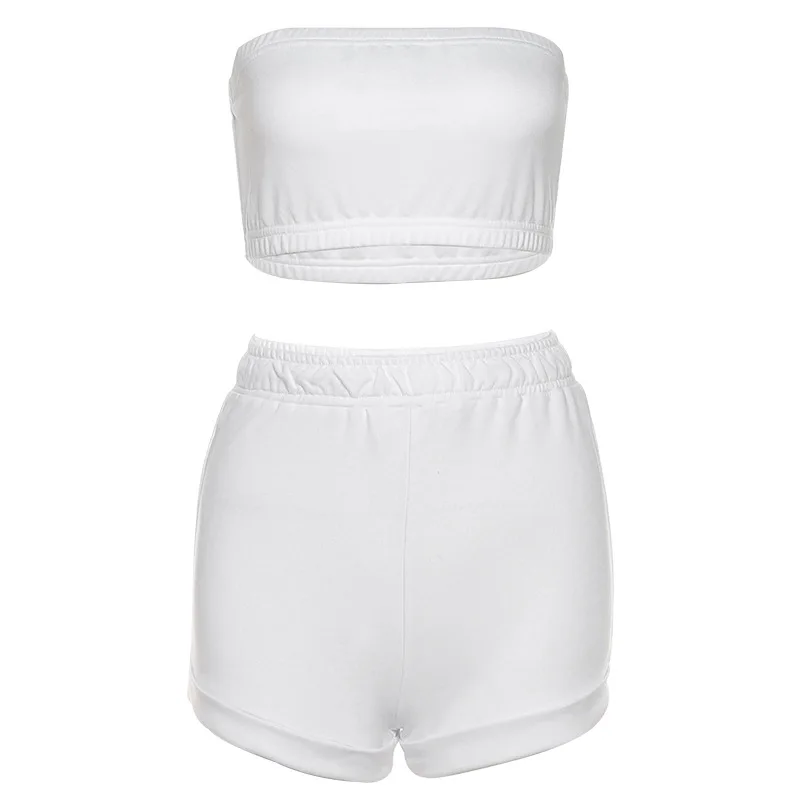 

New style casual cotton sportswear two-piece women's sleeveless top + drawstring elastic shorts matching suit sports suit