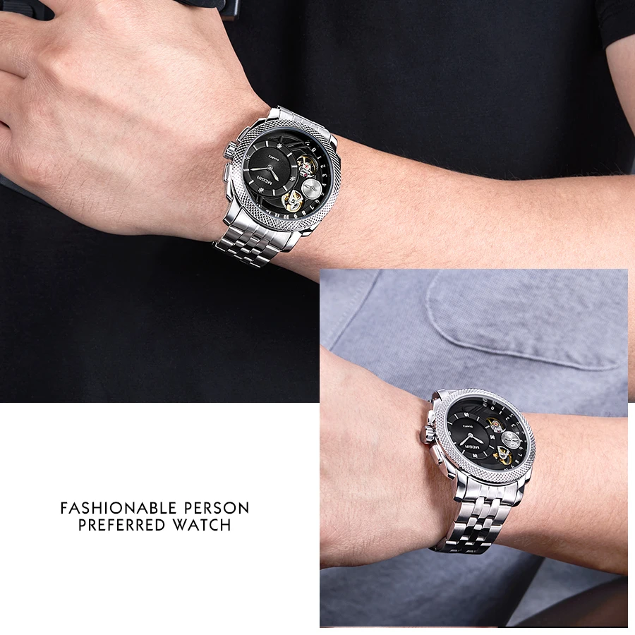 Business Watch for Men MEGIR Luxury Quartz Watches Stainless Steel Military Wrist Clock Hour Time Relogio Masculino | Наручные часы